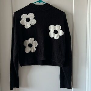 Black and white flower sweater